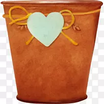 花盆-棕色爱情垃圾桶