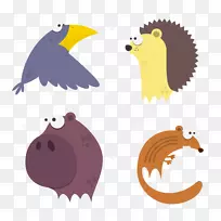 剪贴画-卡通犀牛狐狸乌鸦刺猬
