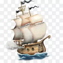 船舶.手绘卡通海盗船