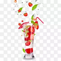 鸡尾酒软饮料果汁摩吉托碳酸水果汁和饮料杯高清图片材料