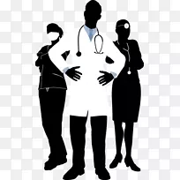 医生摄影插图-黑白剪影的医生和护士