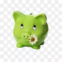 储蓄罐储蓄账户绿色可爱的猪储蓄罐