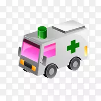 汽车图标-可爱的卡通绿十字救护车