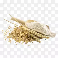 全麦面粉-有的倒在两粒麦粒上。