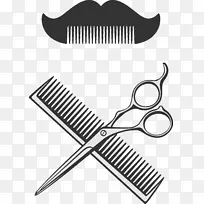 梳子剪刀理发师和剪刀