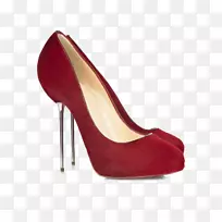 宫廷鞋红色专利皮革时尚.带红色高跟鞋的超细磨砂