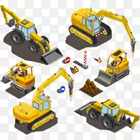 挖掘机重型机械黄色挖掘机施工车辆