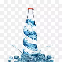 瓶装水纯净水饮用水-创意三维水瓶
