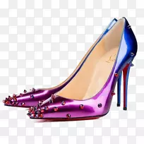 庭院鞋高跟鞋设计师紫色梯度蓝铆钉高跟鞋