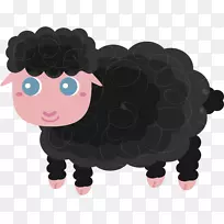 黑羊卡通马扎格兰卡通黑小绵羊