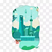 东方明珠塔上海港国际邮轮码头插图-卡通上海地标