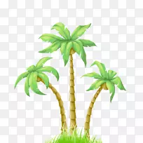卡通海报椰子-夏季插画棕榈树
