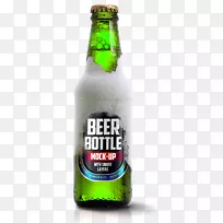 啤酒瓶包装和标签.绿色啤酒瓶
