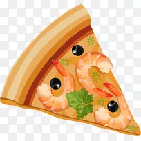 比萨饼食品剪贴画-黄虾比萨饼