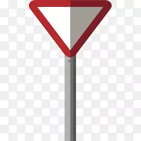 剪贴画-红色边框三角形道路标志