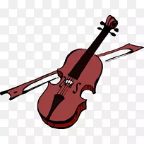 小提琴卡通剪辑艺术-棕色小提琴
