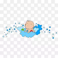 婴儿儿童插图-创意婴儿游泳