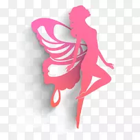 国际妇女节祝妇女三月八日-优雅女子粉红翅膀