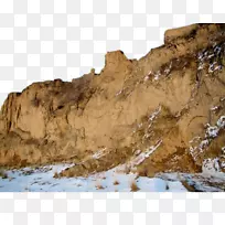 土质黄土积雪覆盖山坡