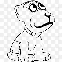 奇瓦瓦卡通小狗剪贴画-黑白狗卡通