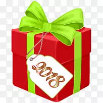 圣诞老人新年礼物圣诞剪贴画-2018年礼品盒PNG剪贴画图片