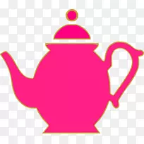 茶壶茶杯剪贴画.粉红色茶杯