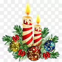 圣诞装饰蜡烛圣诞树剪贴画-蜡烛PNG图片