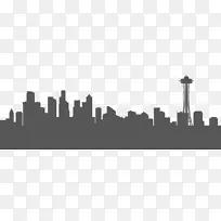 西雅图天际线剪影剪贴画-小镇PNG透明图像