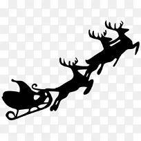 圣诞老人驯鹿雪橇夹艺术-雪橇透明PNG