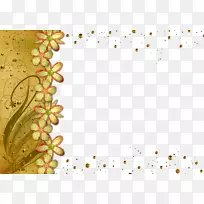 花卉剪贴画-金花框PNG透明图片