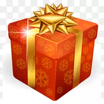 圣诞礼品盒-金礼盒PNG