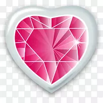 宝石心钻石夹艺术-粉红钻石心PNG透明图像