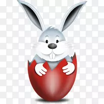 复活节兔子红彩蛋图标-复活节兔子PNG免费下载
