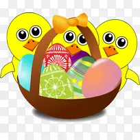 复活节兔子鸡复活节彩蛋卡通-复活节篮子PNG透明图像