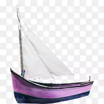 帆船.紫色白帆船