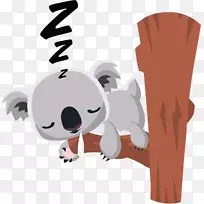 考拉熊卡通片艺术-考拉睡在树载体
