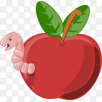 卡通苹果剪贴画-苹果蠕虫剪贴画