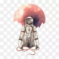 我想成为宇航员的艺术插画-宇航员
