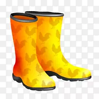 鸡威灵顿靴公鸡-黄色雨靴载体