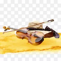 海报小提琴底座-小提琴和帽子