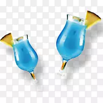 鸡尾酒装饰蓝色夏威夷不含酒精饮料-鸡尾酒