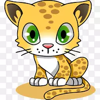 卡通美洲虎猫科美洲豹剪贴画-一月猫剪贴画