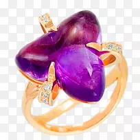 紫水晶戒指珠宝宝石黄金创意紫色宝石戒指