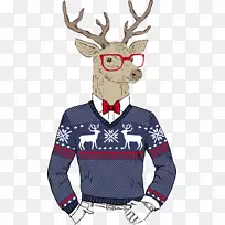 驯鹿嬉皮士圣诞老人鹿