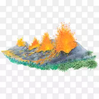 火山岩石喷射图-丛林火山喷发