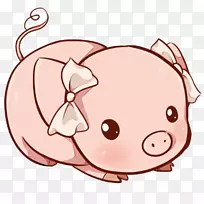家猪卡瓦伊可爱剪贴画-可爱的粉红猪