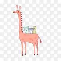 长颈鹿插图-粉红色长颈鹿