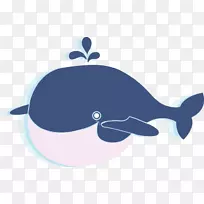 蓝鲸贴纸插图-卡通鲸
