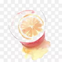 柠檬水水彩画插图-画柠檬水