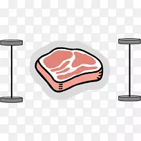 牛排煮熟牛肉夹艺术.猪肉片